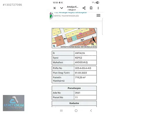 Antalya Varsak'ta Satılık 331m² Konut İmarı Olan Arsa